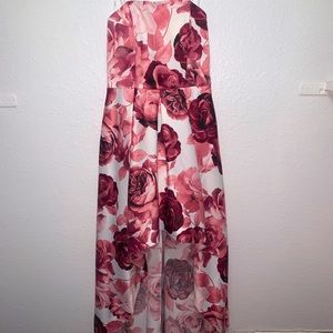 SPEECHLESS floral strapless high/low formal/prom dress.